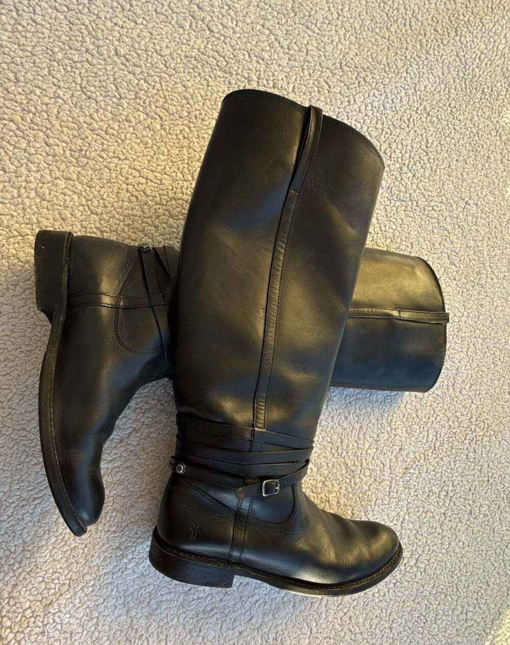 FYRE Shirley Knee High Belted Ankle Strap Low Heel Riding Boots Women's 8.5B